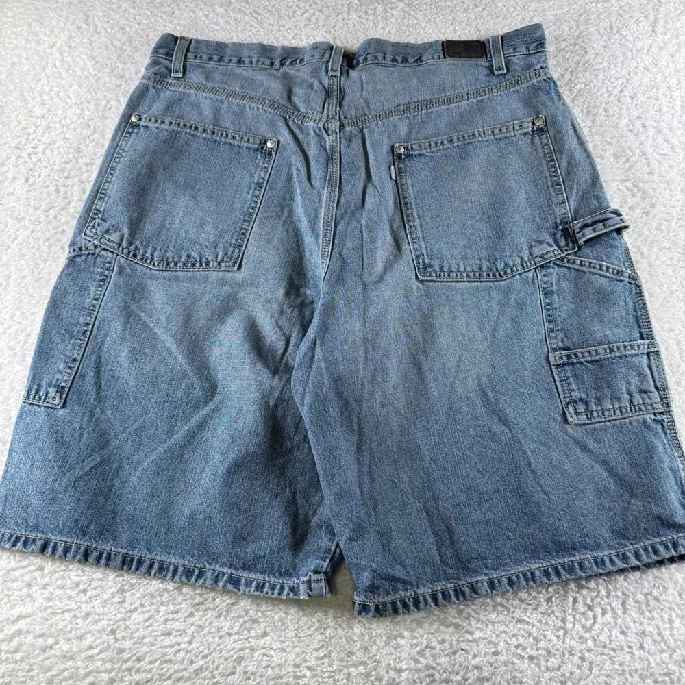 Vintage Levis Silver Tab Light Wash Denim Baggy Carpenter Shorts Size 36 x 11